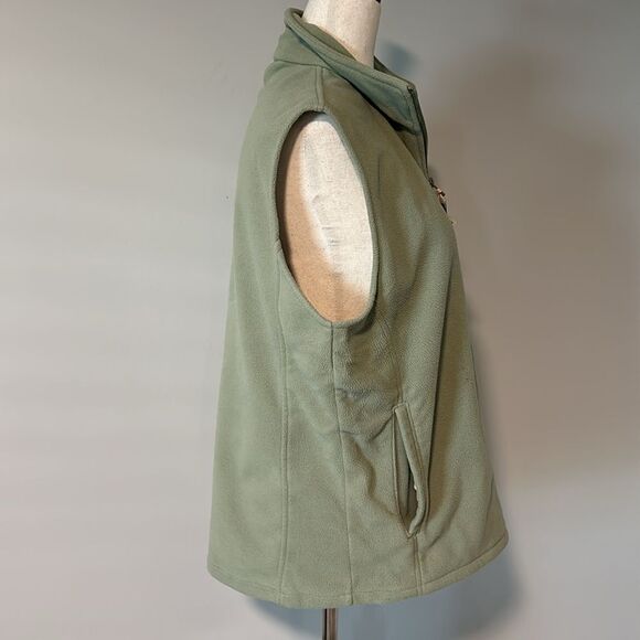 Sz L Woolrich fleece vest sage green full zip pockets - Picture 4 of 9